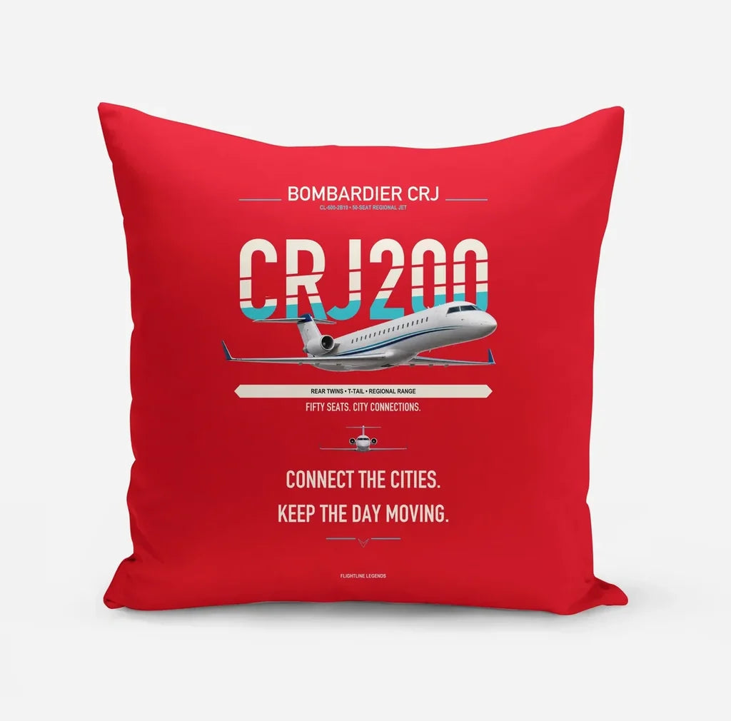 Bombardier CRJ200 design on red pillow