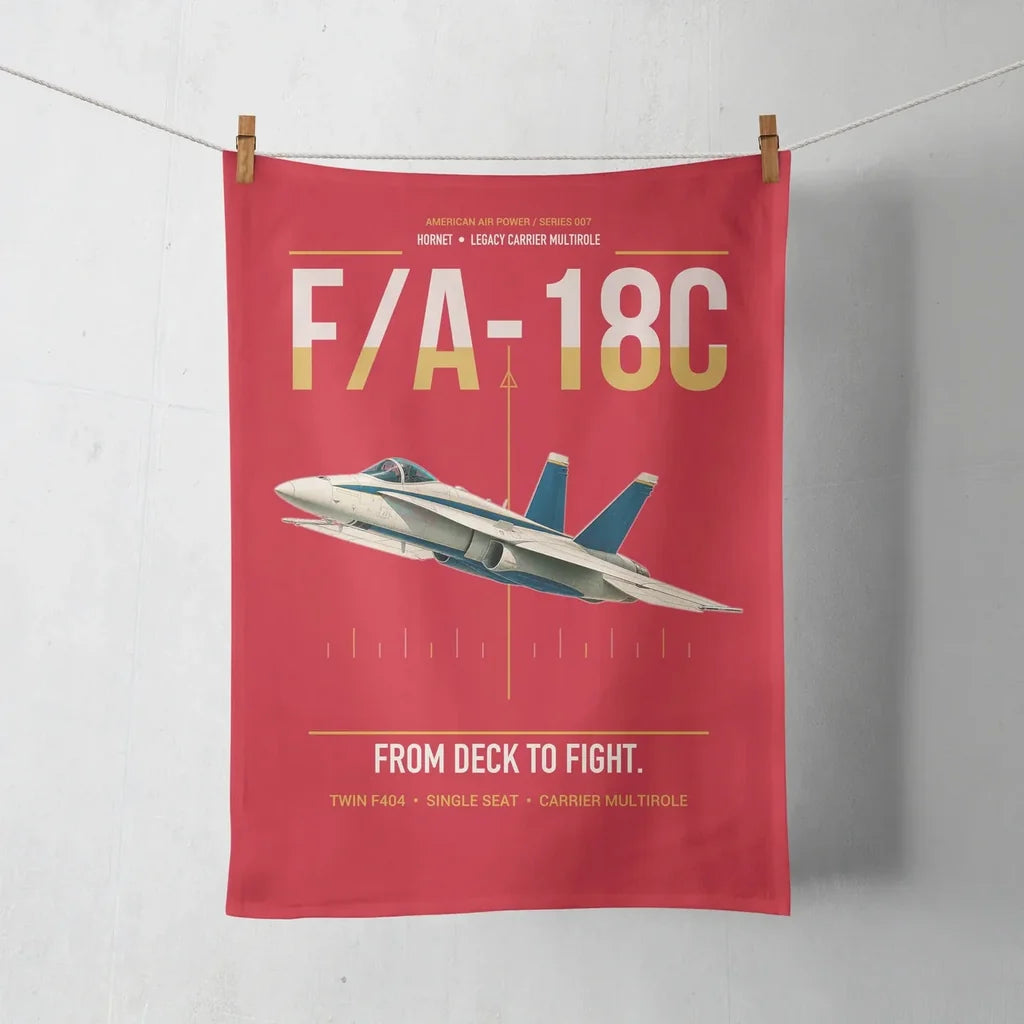 F-A-18C Hornet design on red towel