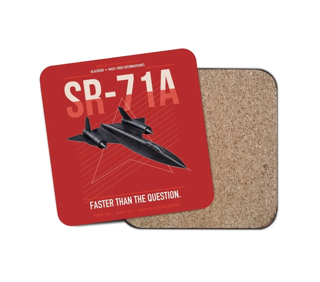 SR-71A Blackbird design on red 1 piece coaster