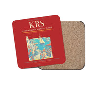 Thumbnail for Kristiansand Airport, Kjevik (KRS) design on red 1 piece coaster