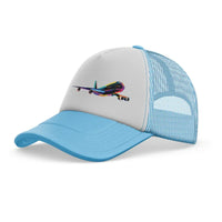 Thumbnail for Multicolor Airplane trucker cap - light blue