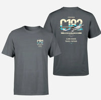 Thumbnail for Cessna 182 Skylane design on gray t-shirt, double-side print
