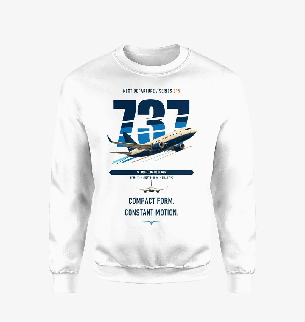Boeing 737-700 NG design on white sweatshirt