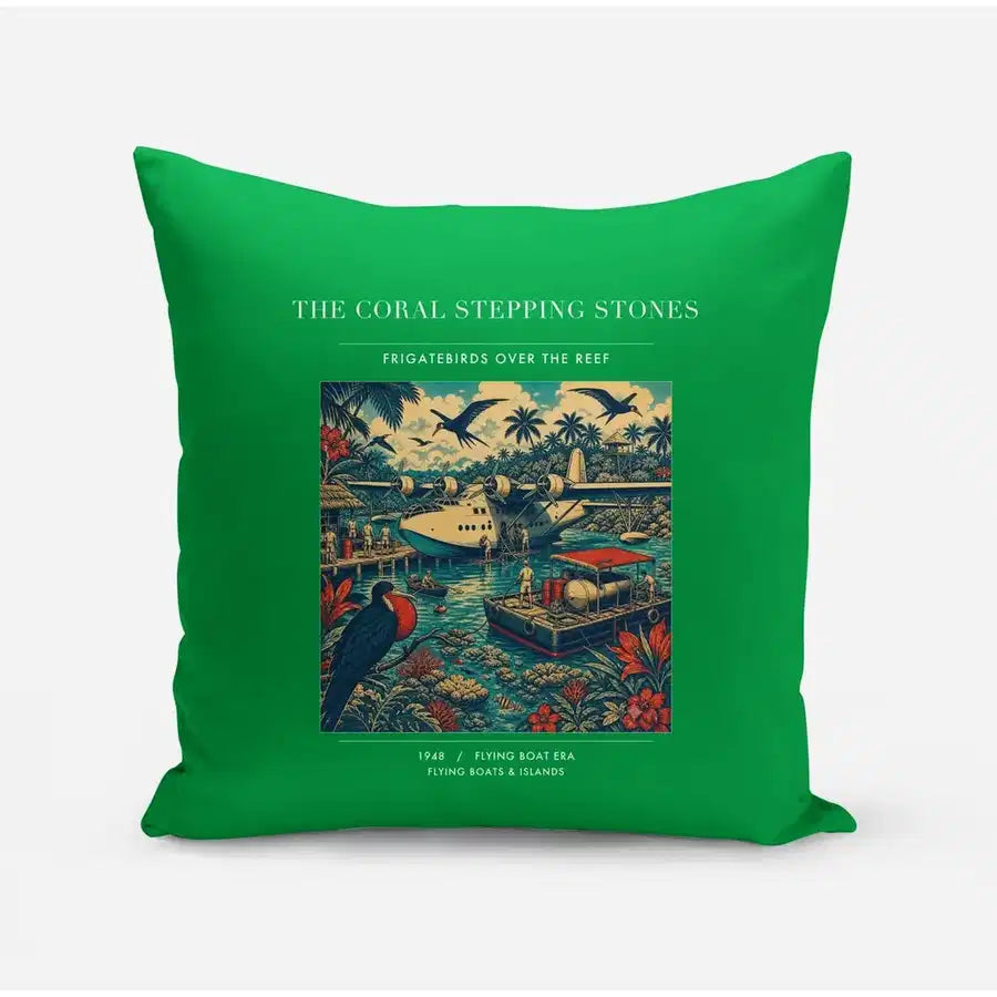 VINTAGE G4060 - The Coral Stepping Stones - Designed Pillows design on green