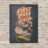 Thumbnail for The First Pass Wakes The Field vertical canvas print - framed - gray background