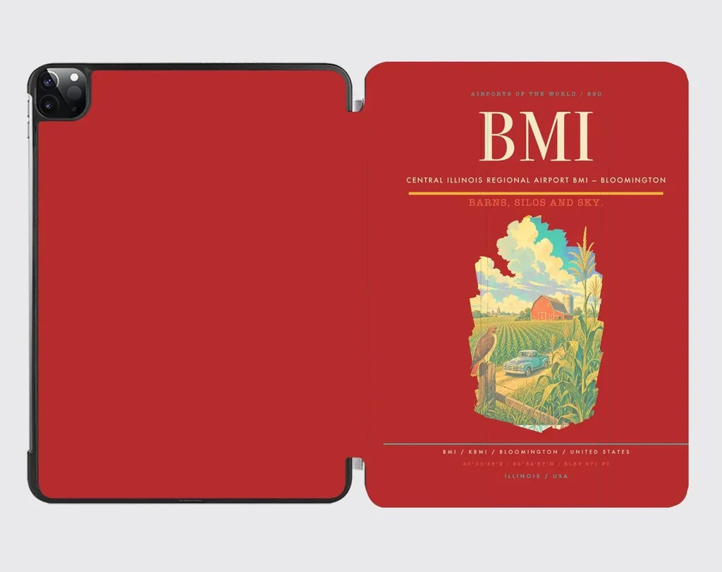 Central Illinois Regional Airport (BMI) design on red ipad tablet case
