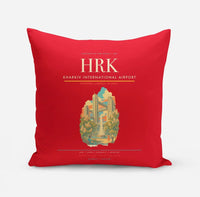 Thumbnail for Kharkiv International Airport (HRK) design on red pillow
