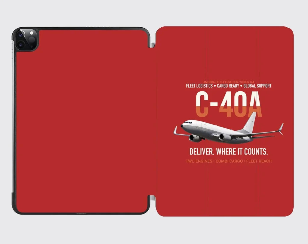 C-40A Clipper Fleet Logistics Ready design on red ipad tablet case