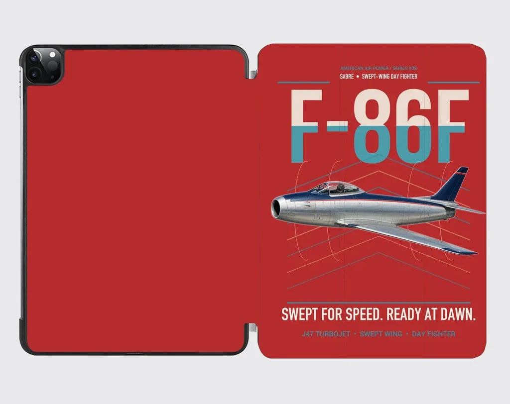 F-86F Sabre design on red ipad tablet case