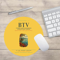 Thumbnail for Patrick Leahy Burlington International Airport (BTV) design on yellow round mouse pad