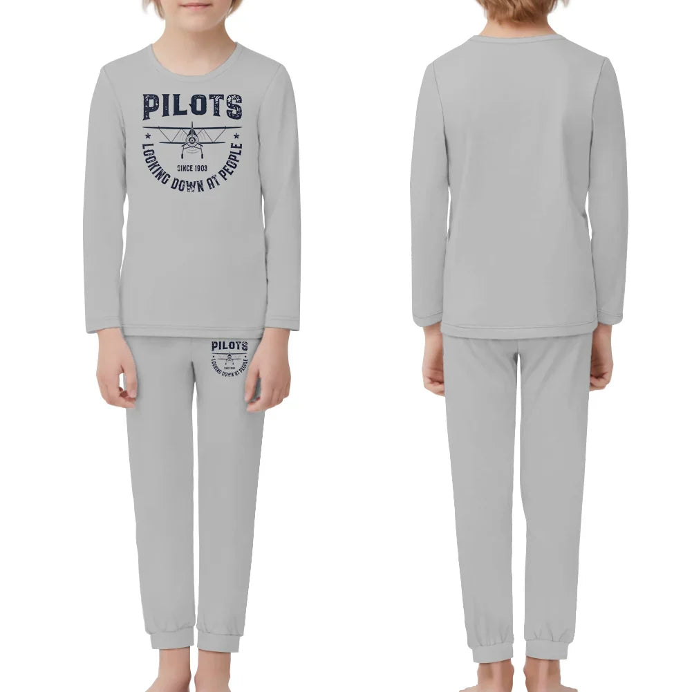 Pilots Looking Down at People Since 1903 children pajamas - Light Gray