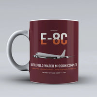 Thumbnail for E-8C Joint STARS design on dark red ceramic mug, double-side print