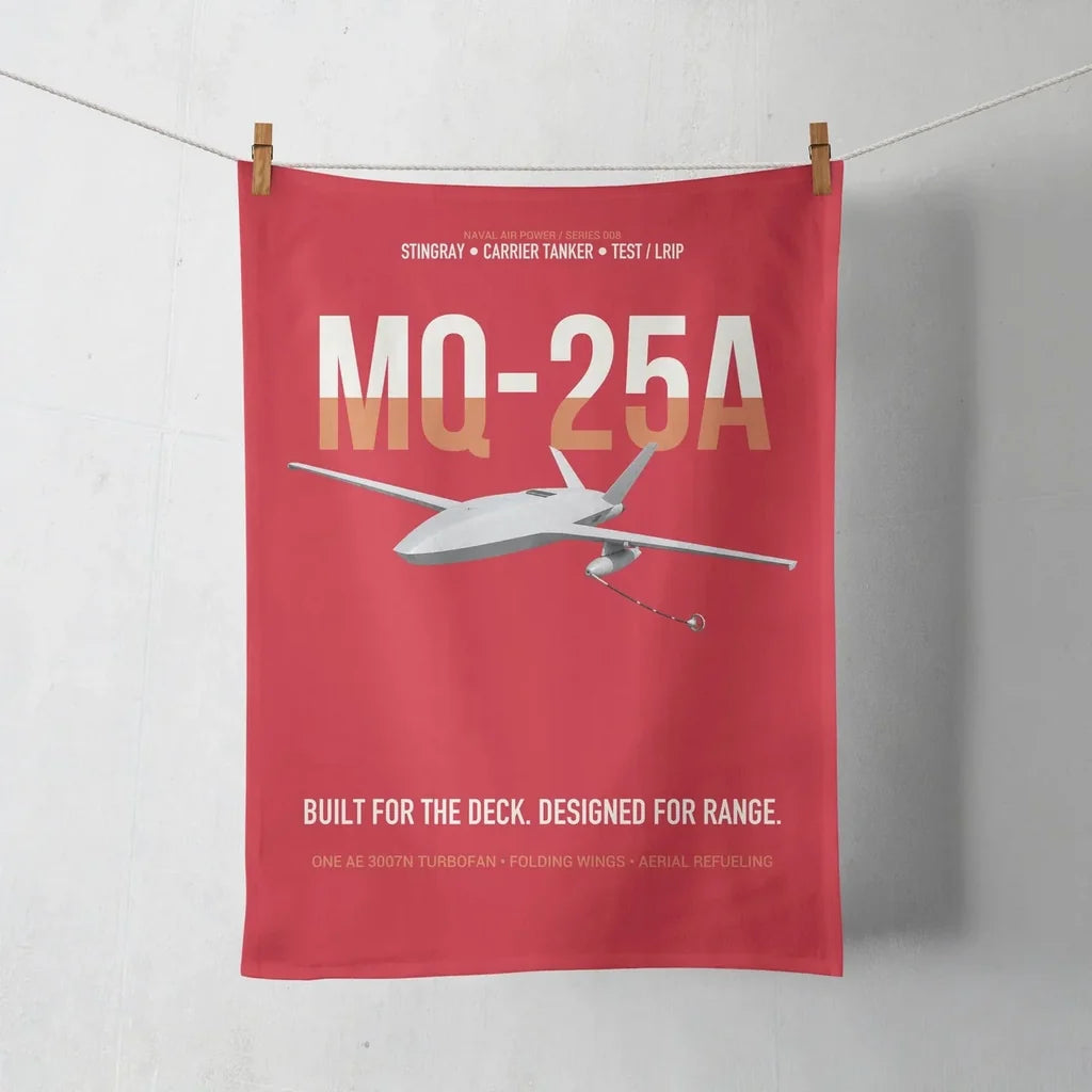 MQ-25A STINGRAY design on red towel