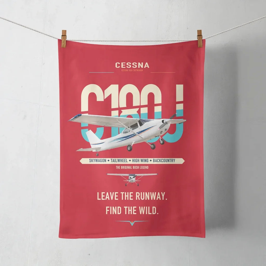 Cessna 180J Skywagon design on red towel