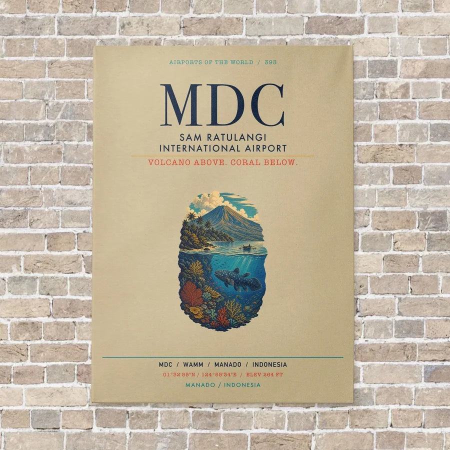 Sam Ratulangi International Airport MDC vertical canvas print - no frame - beige background