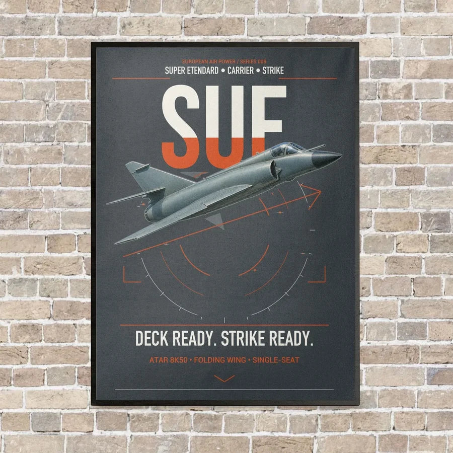 Dassault Super Étendard vertical canvas print - framed - gray background