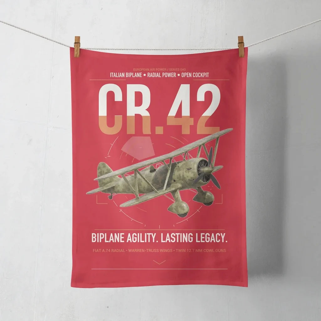 Fiat CR.42 Falco design on red towel
