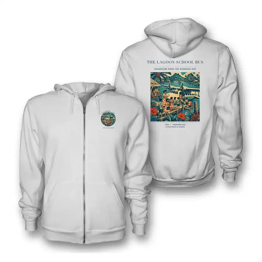 VINTAGE G4270 - The Lagoon School Bus - Premium Zipped Hoodie design on white