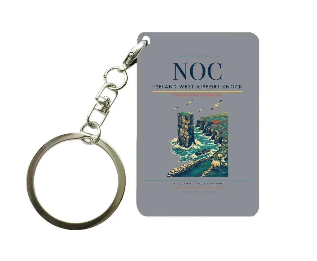 Ireland West Airport Knock (NOC) design on gray key chain