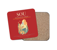 Thumbnail for Southampton Airport (SOU) design on red 1 piece coaster