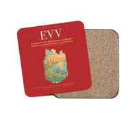 Thumbnail for Evansville Regional Airport (EVV) design on red 1 piece coaster