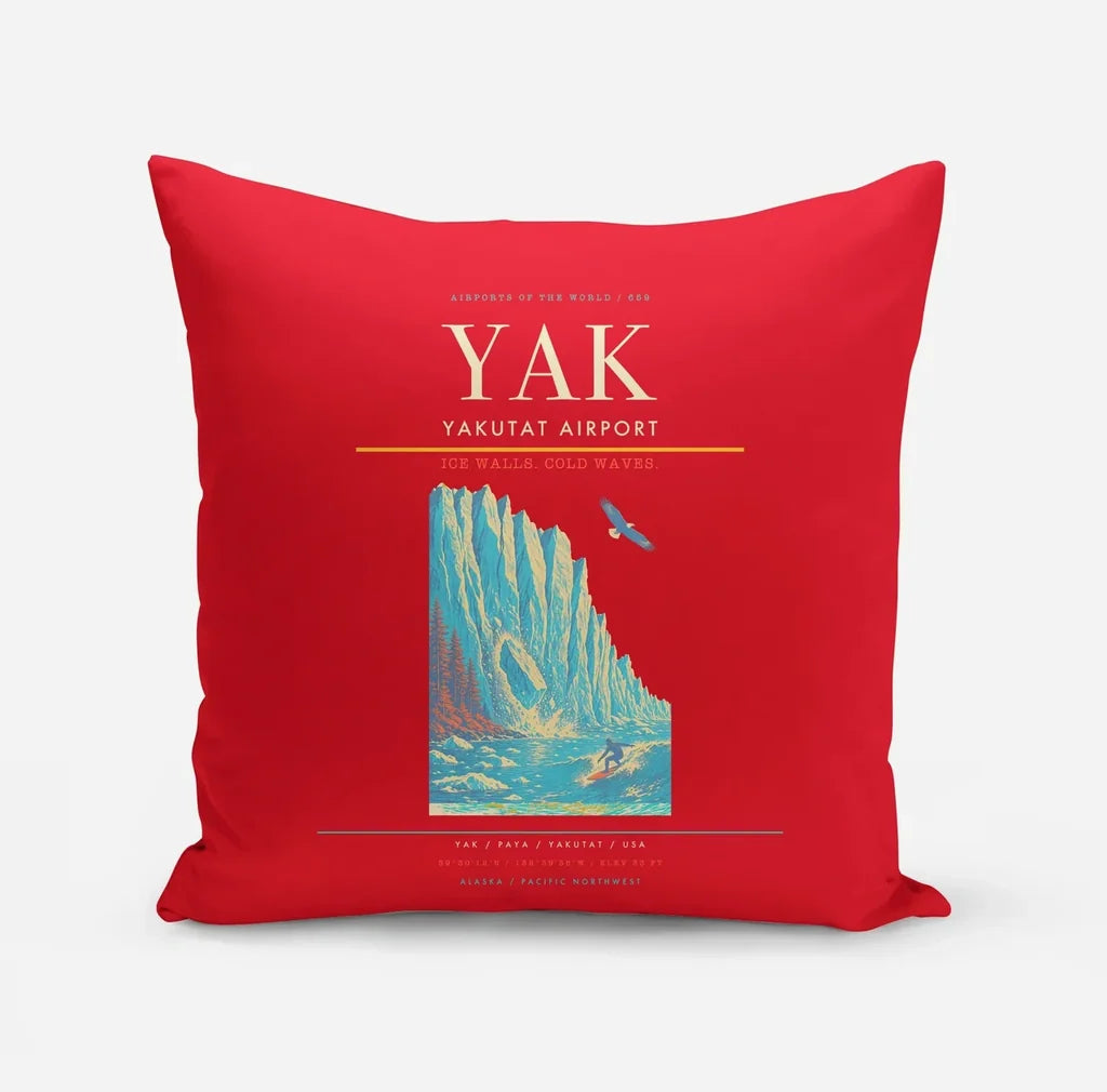 Yakutat Airport (YAK) design on red pillow