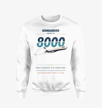 Thumbnail for Bombardier Global 8000 design on white sweatshirt
