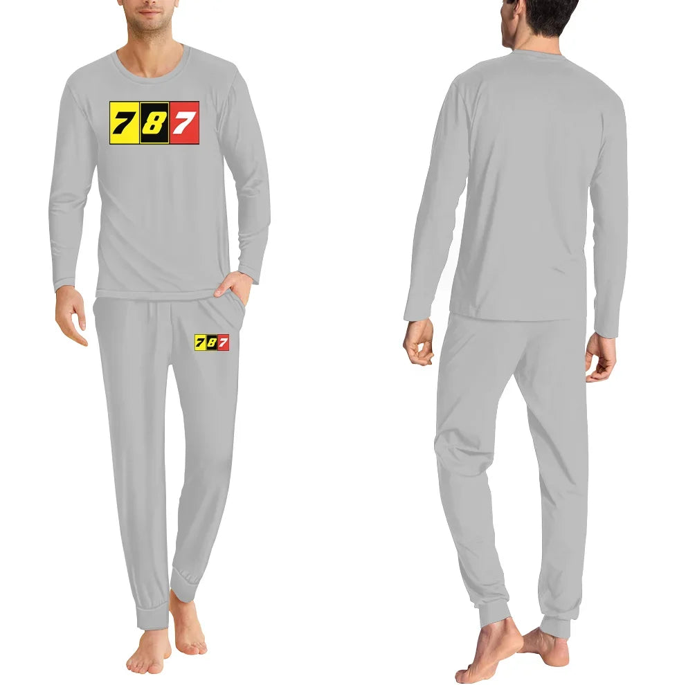 Flat Colourful 787 men pajamas - Light Gray