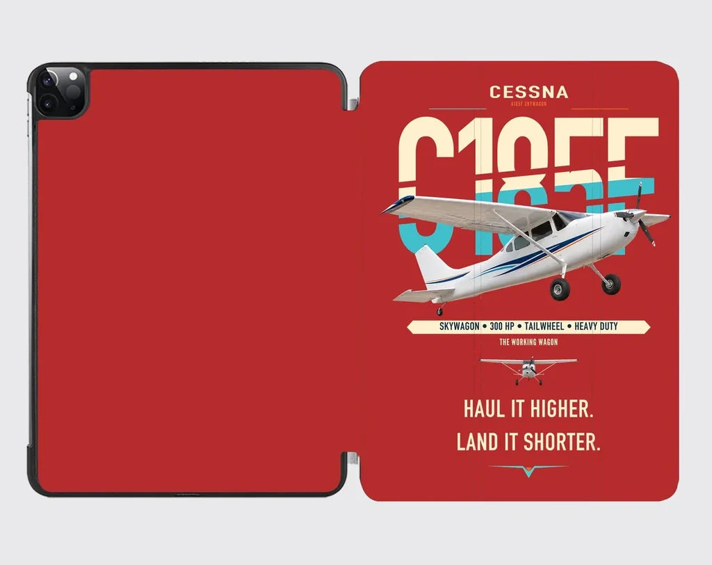 Cessna A185F Skywagon design on red ipad tablet case