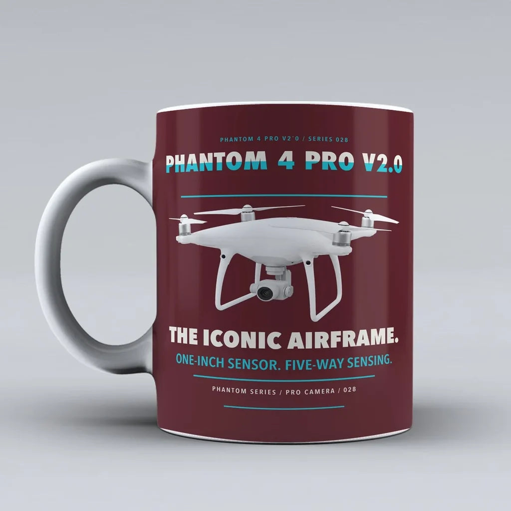 Phantom 4 Pro V2.0 Mug design on dark red dji