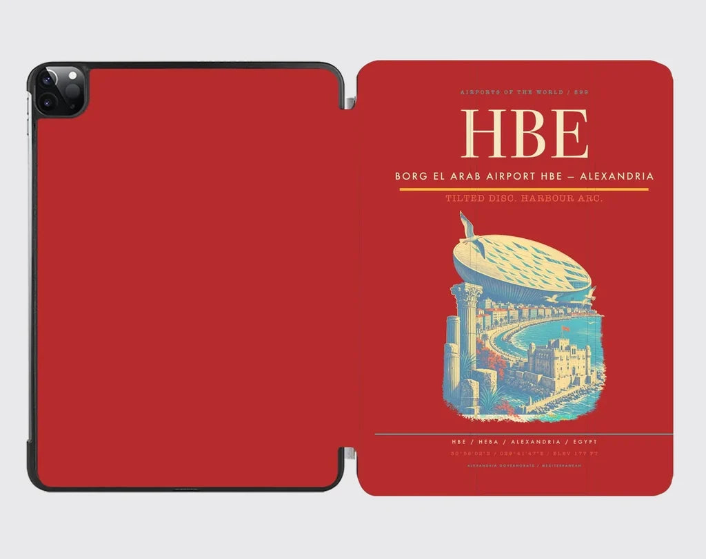 Borg El Arab Airport (HBE) design on red ipad tablet case