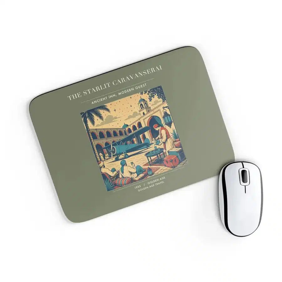 VINTAGE G4336 - The Starlit Caravanserai - Designed Mouse Pads design on greenarmy rectangle