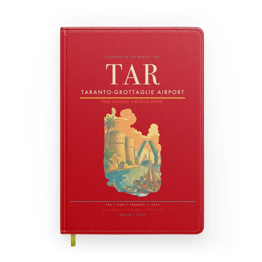 Taranto-Grottaglie Airport (TAR) design on red notebook