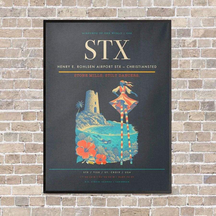 Henry E. Rohlsen Airport STX — Christiansted vertical canvas print - framed - gray background