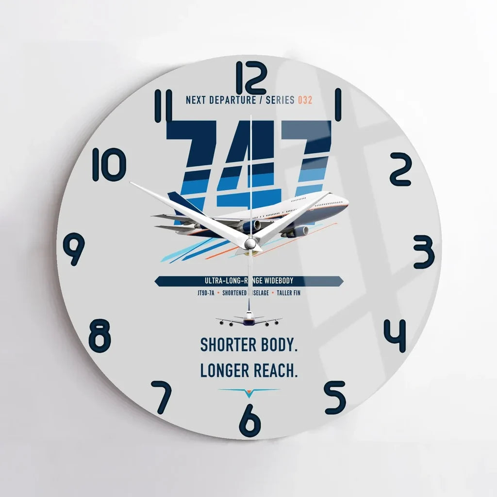 Boeing 747SP design on light gray no frame wall clock