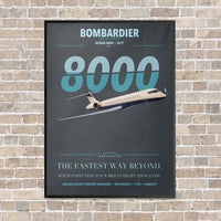 Thumbnail for Bombardier Global 8000 vertical canvas print - framed - gray background