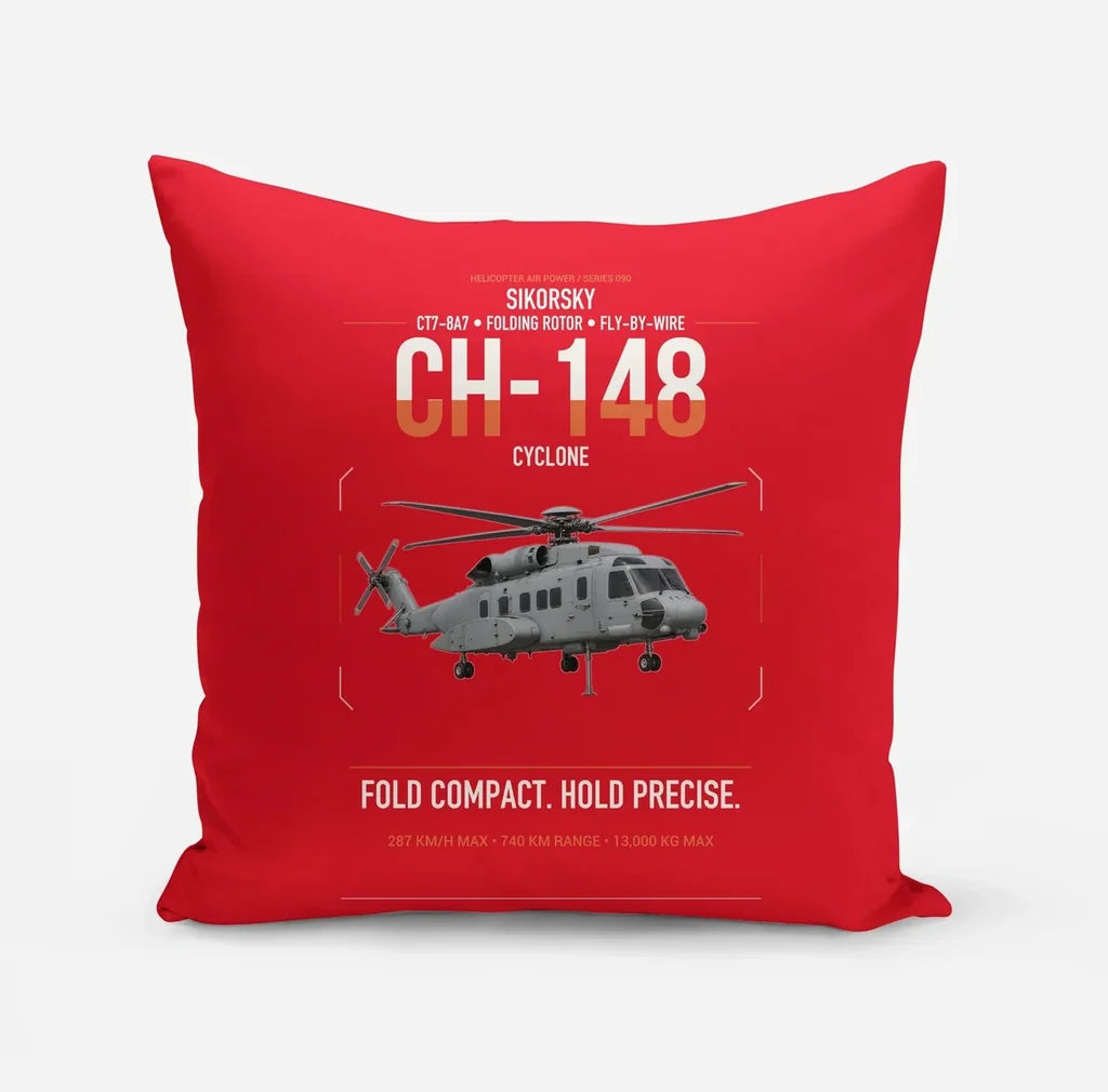 Sikorsky CH-148 Cyclone design on red pillow