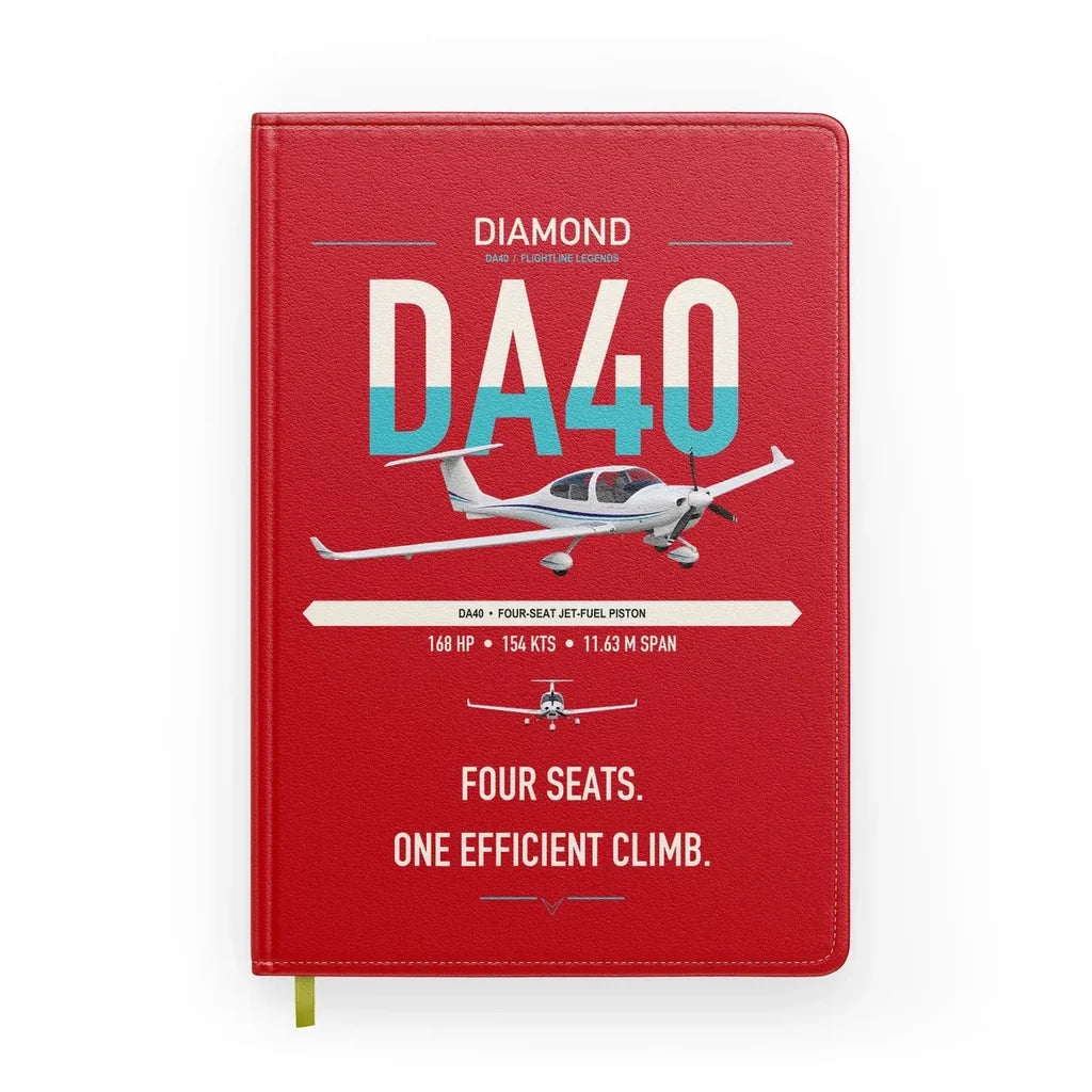 Diamond DA40 design on red notebook