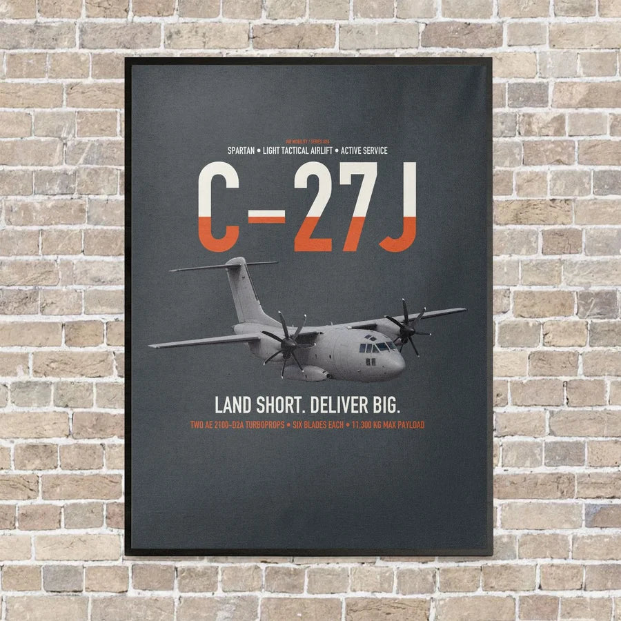 C-27J Spartan vertical canvas print - framed - gray background