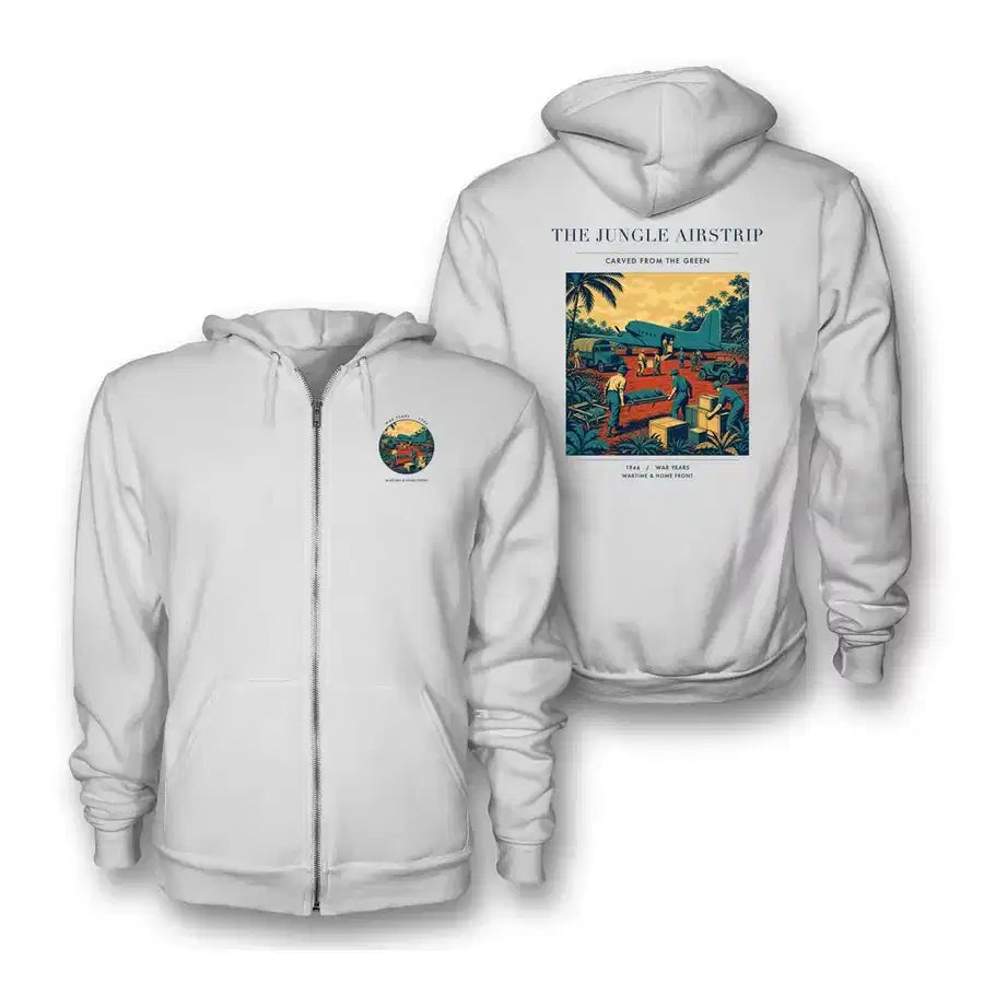 VINTAGE G4524 - The Jungle Airstrip - Premium Zipped Hoodie design on white