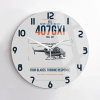 Thumbnail for Bell 407GXi design on light gray no frame wall clock