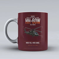 Thumbnail for Sikorsky HH-60W Jolly Green II design on dark red ceramic mug, double-side print