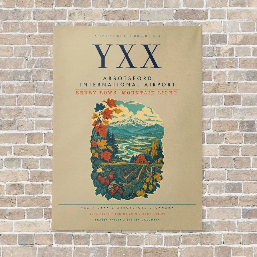 Abbotsford International Airport YXX vertical canvas print - no frame - beige background