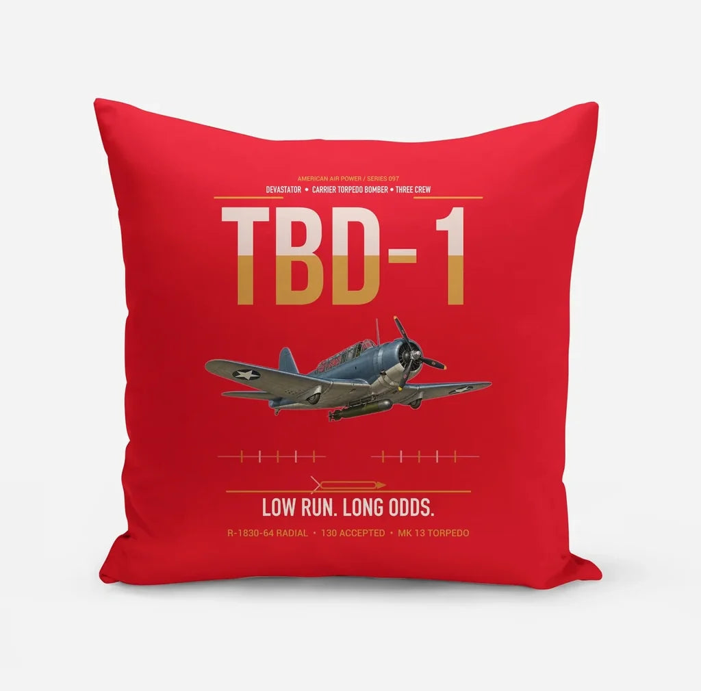 TBD-1 Devastator design on red pillow