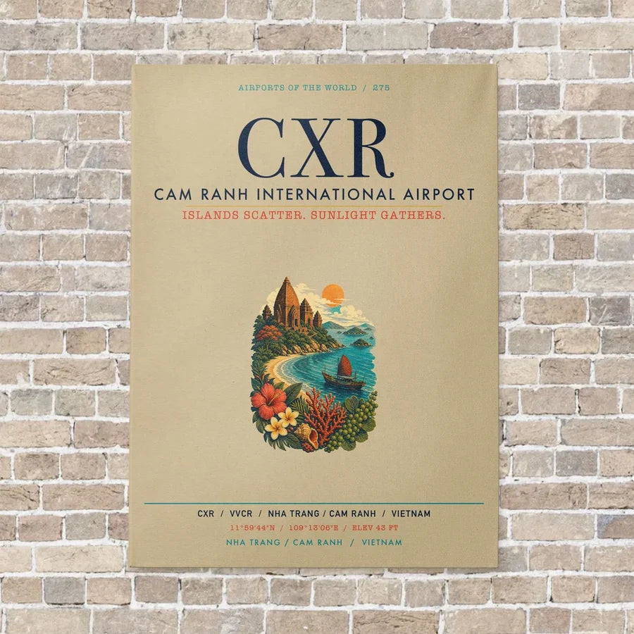 Cam Ranh International Airport Nha Trang CXR vertical canvas print - no frame - beige background