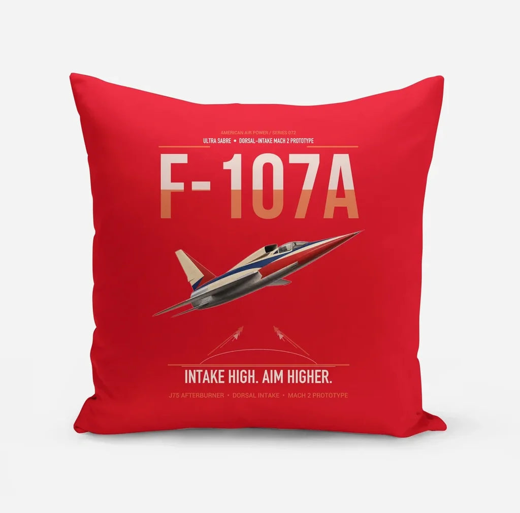 F-107A Ultra Sabre design on red pillow