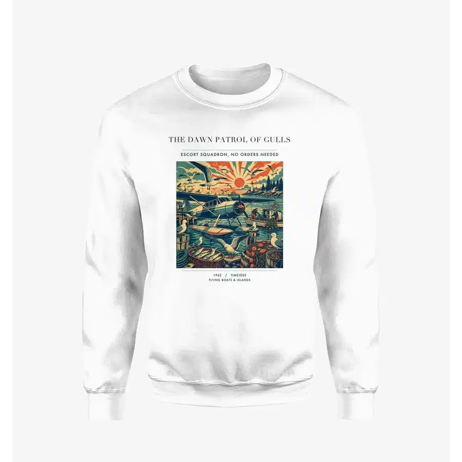 VINTAGE G4411 - The Dawn Patrol Of Gulls - Designed Sweatshirts design on white
