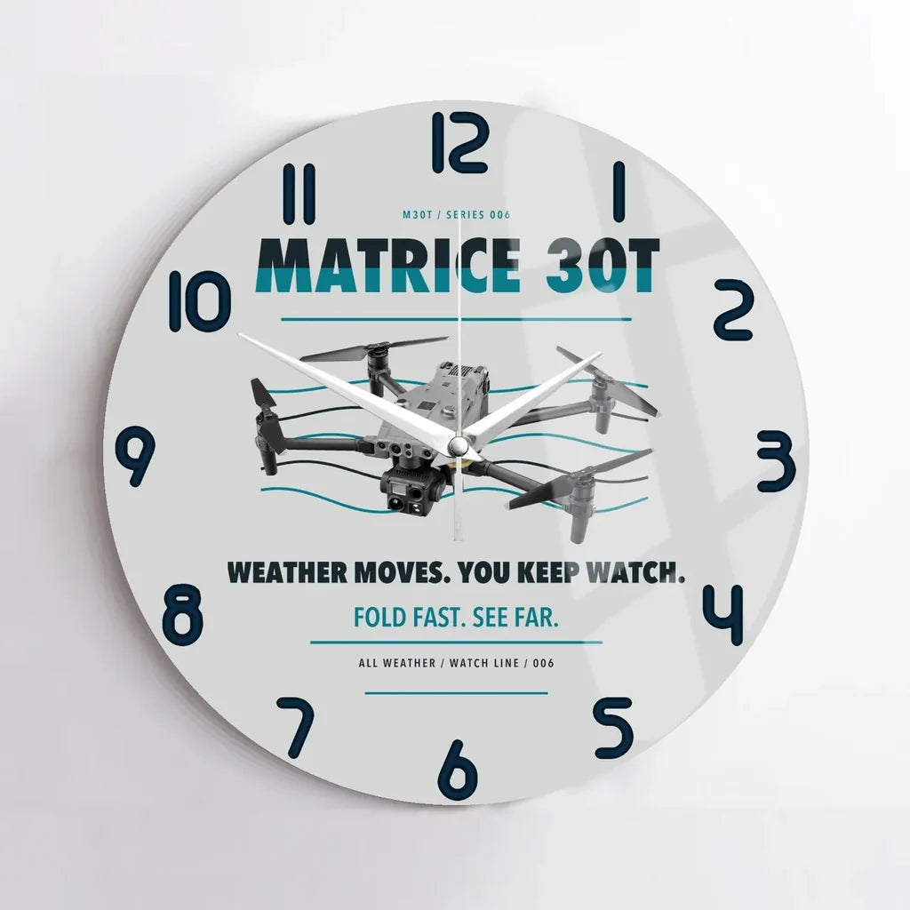 DJI Matrice 30T design on light gray no frame wall clock