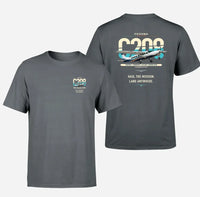 Thumbnail for Cessna 208 Caravan design on gray t-shirt, double-side print