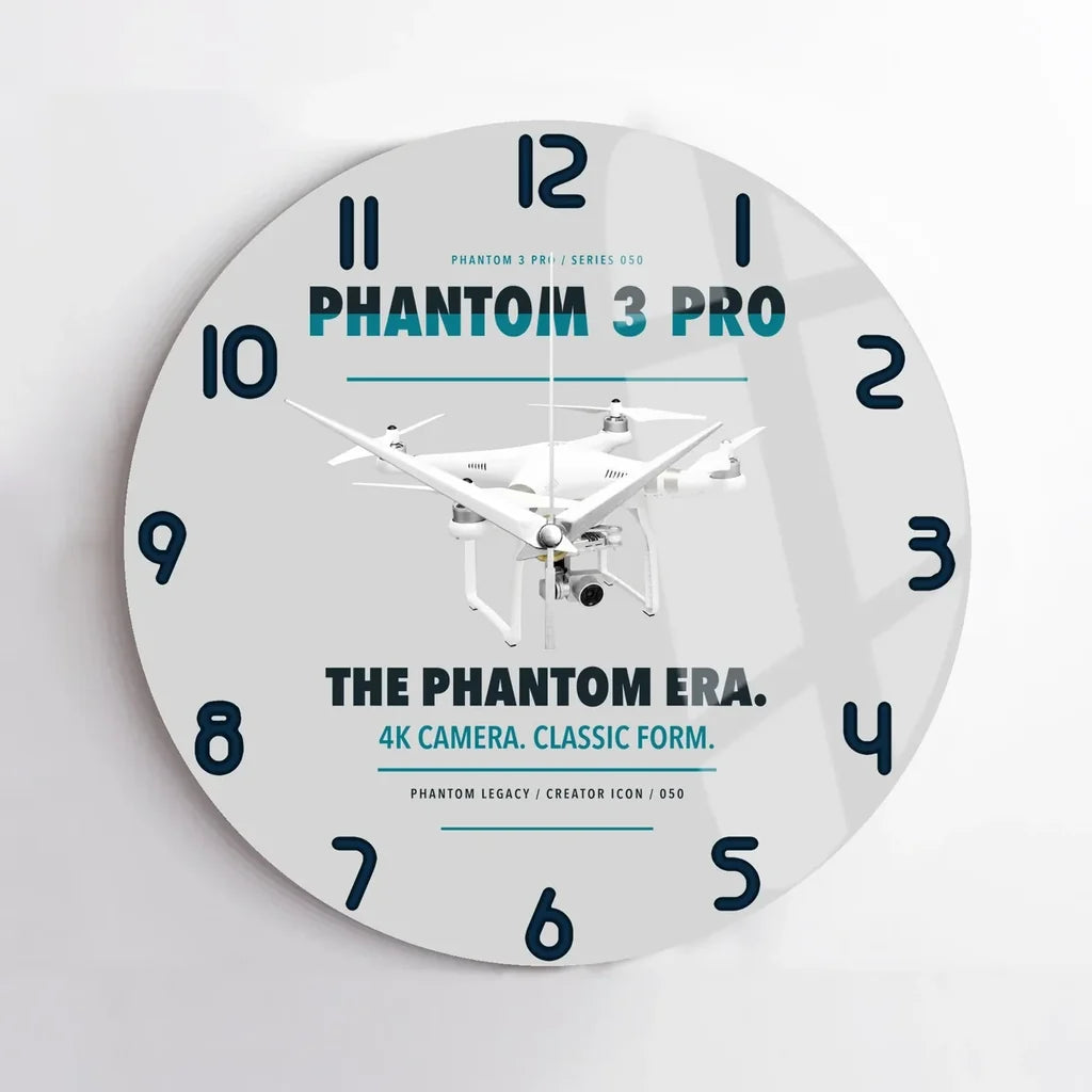 DJI Phantom 3 Professional design on light gray no frame wall clock